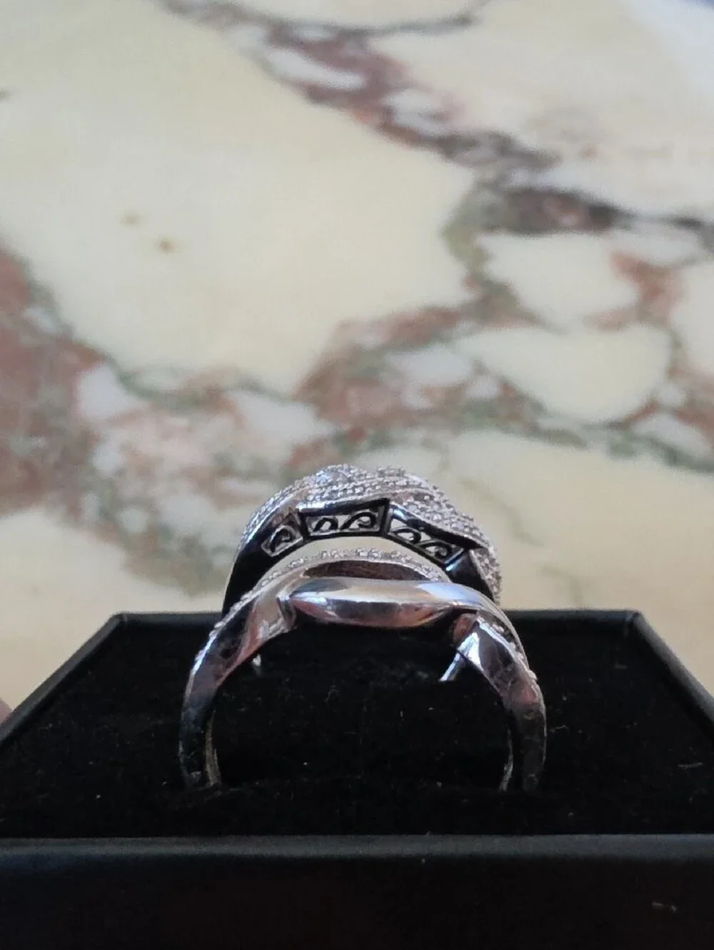 Sterling Silver & Diamond Chip Twisted Infinity Ring Set